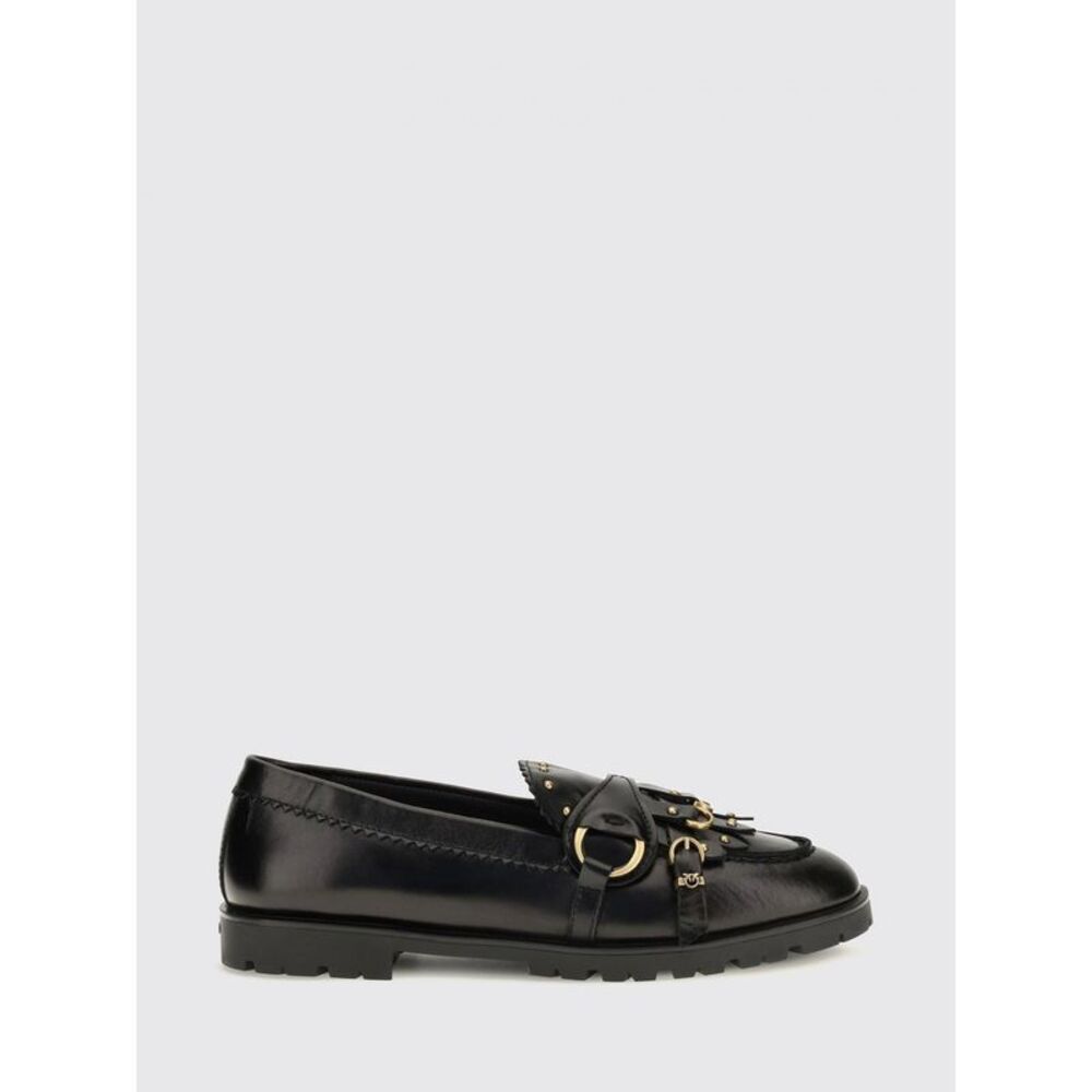 Pinko Women Pinko Leather Penny Loafers With Fringes And Lug Sole